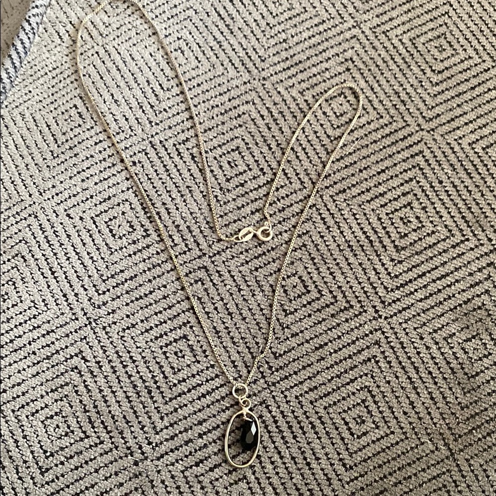 Elegant Silver Necklace with Black Pendant